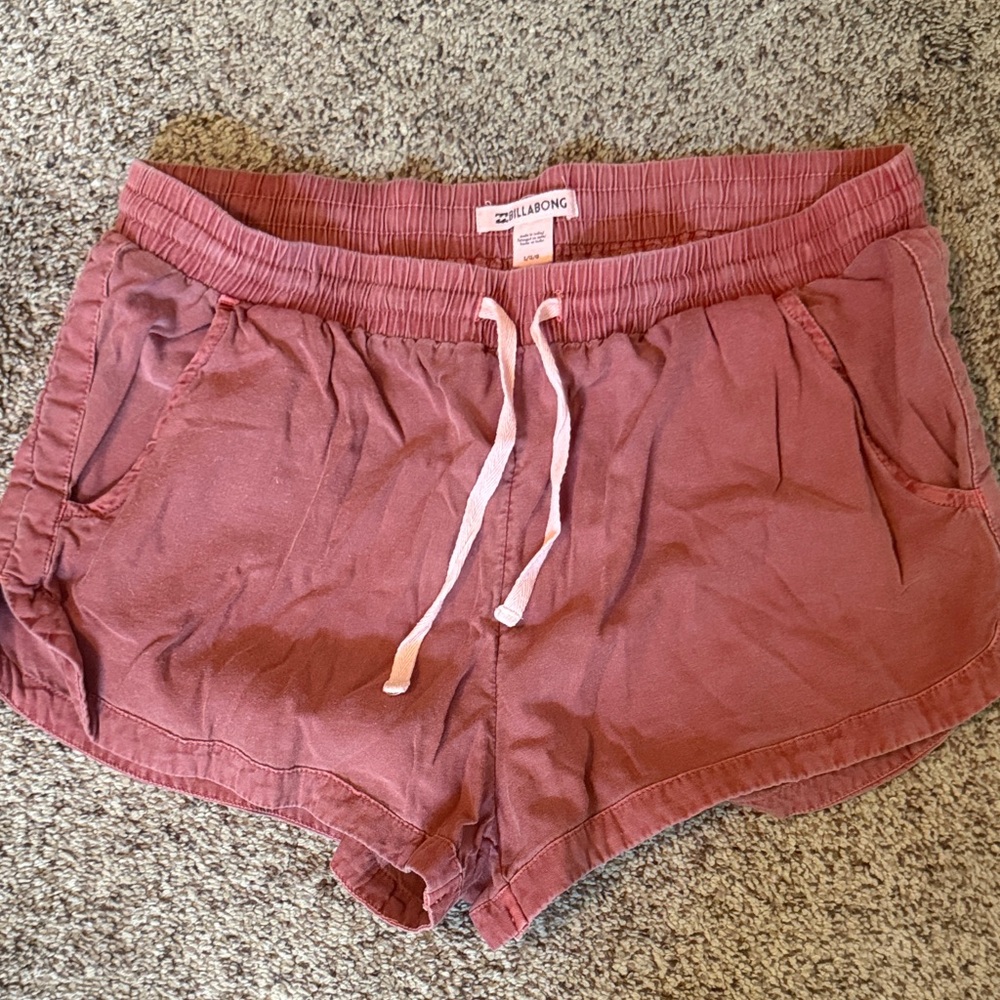 Billabong Pink Athletic Shorts with Drawstring Waist